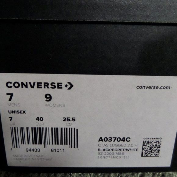 Converse Chuck Taylor All Star Lugged 2.0 Black Leather High Top Shoes A03704C - Picture 10 of 10